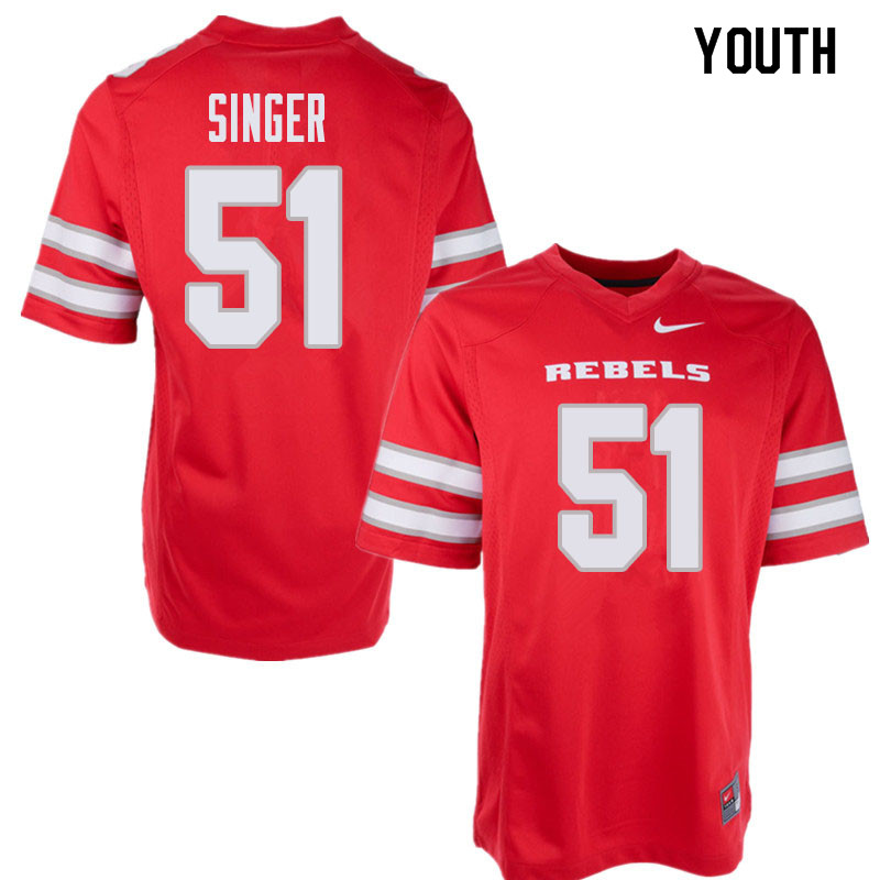 Youth UNLV Rebels #51 Zack Singer College Football Jerseys Sale-Red - Click Image to Close